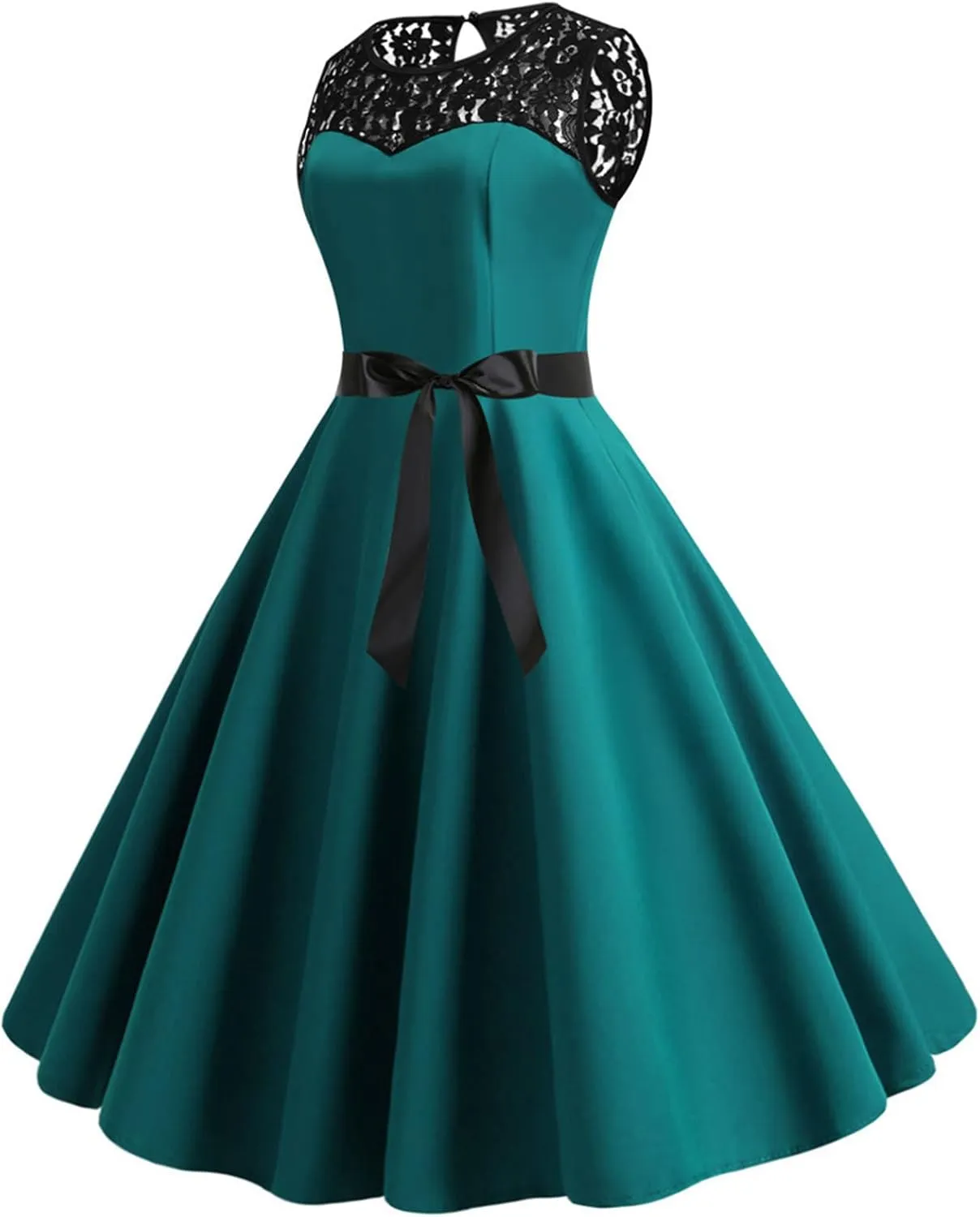 Binmer Women's Cocktail Dresses 2024 Summer Sleeveless Lace Wedding Guest Dress Flared A-Line Swing Casual Party Dresses