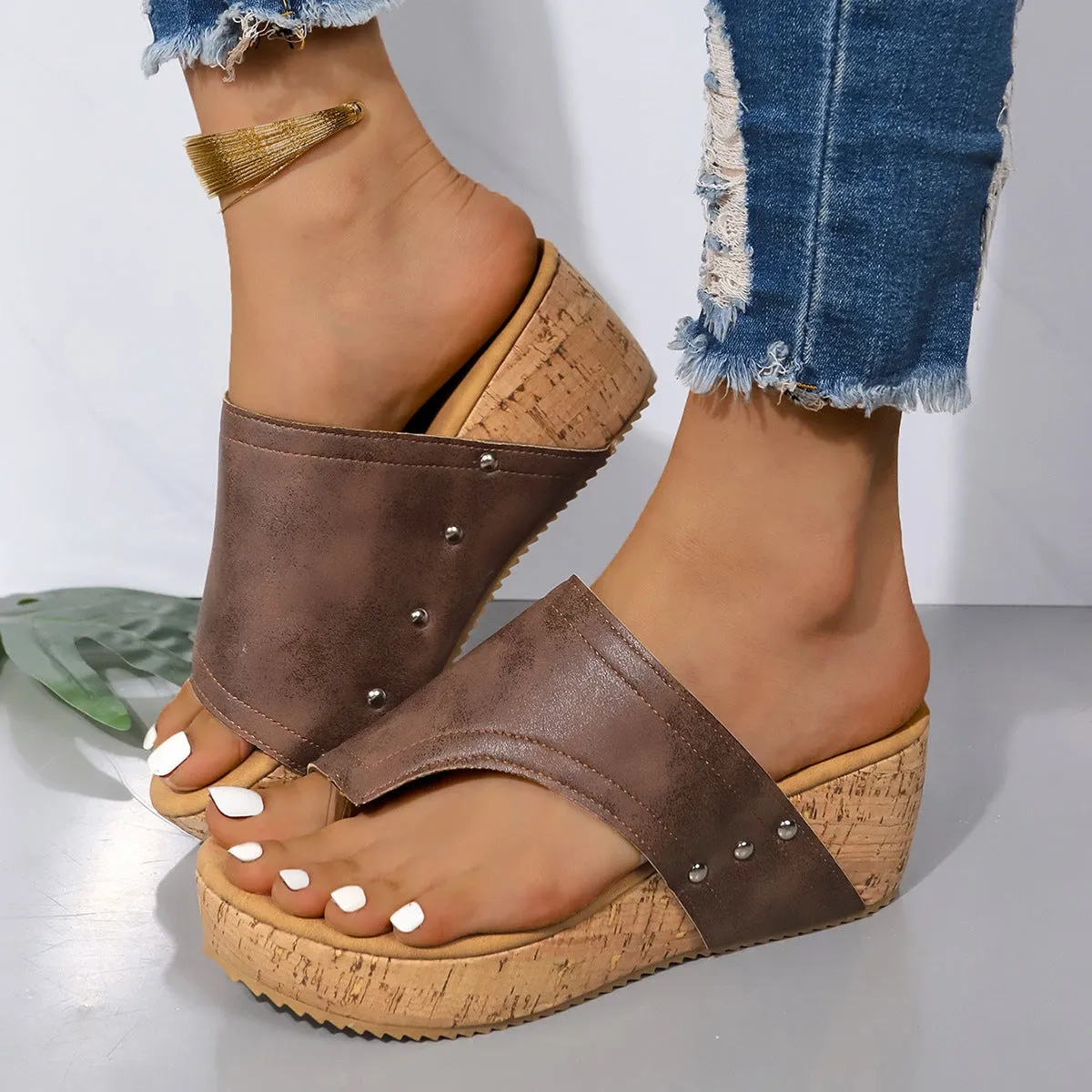 Comfortable Slip On Wedge Sandals
