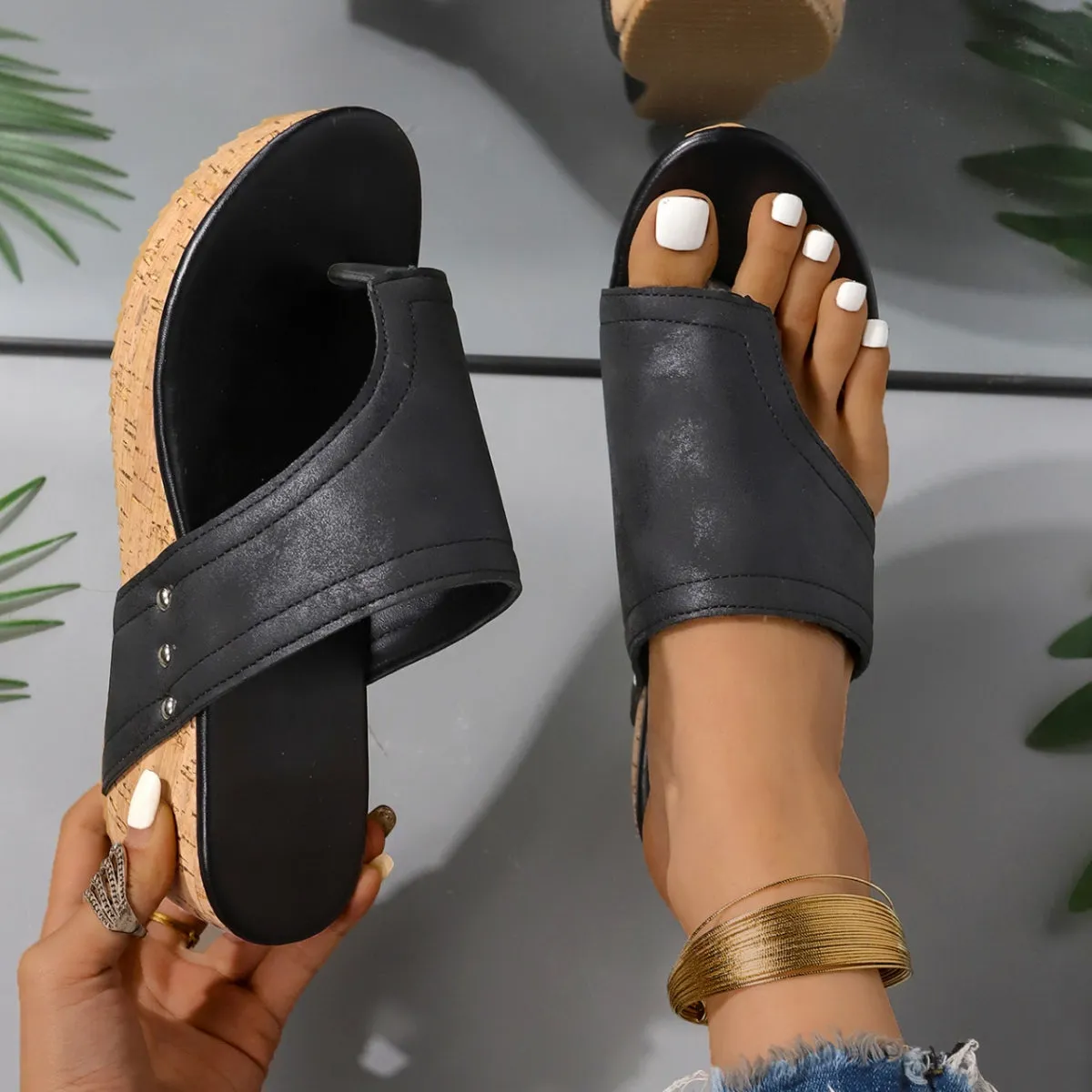 Comfortable Slip On Wedge Sandals