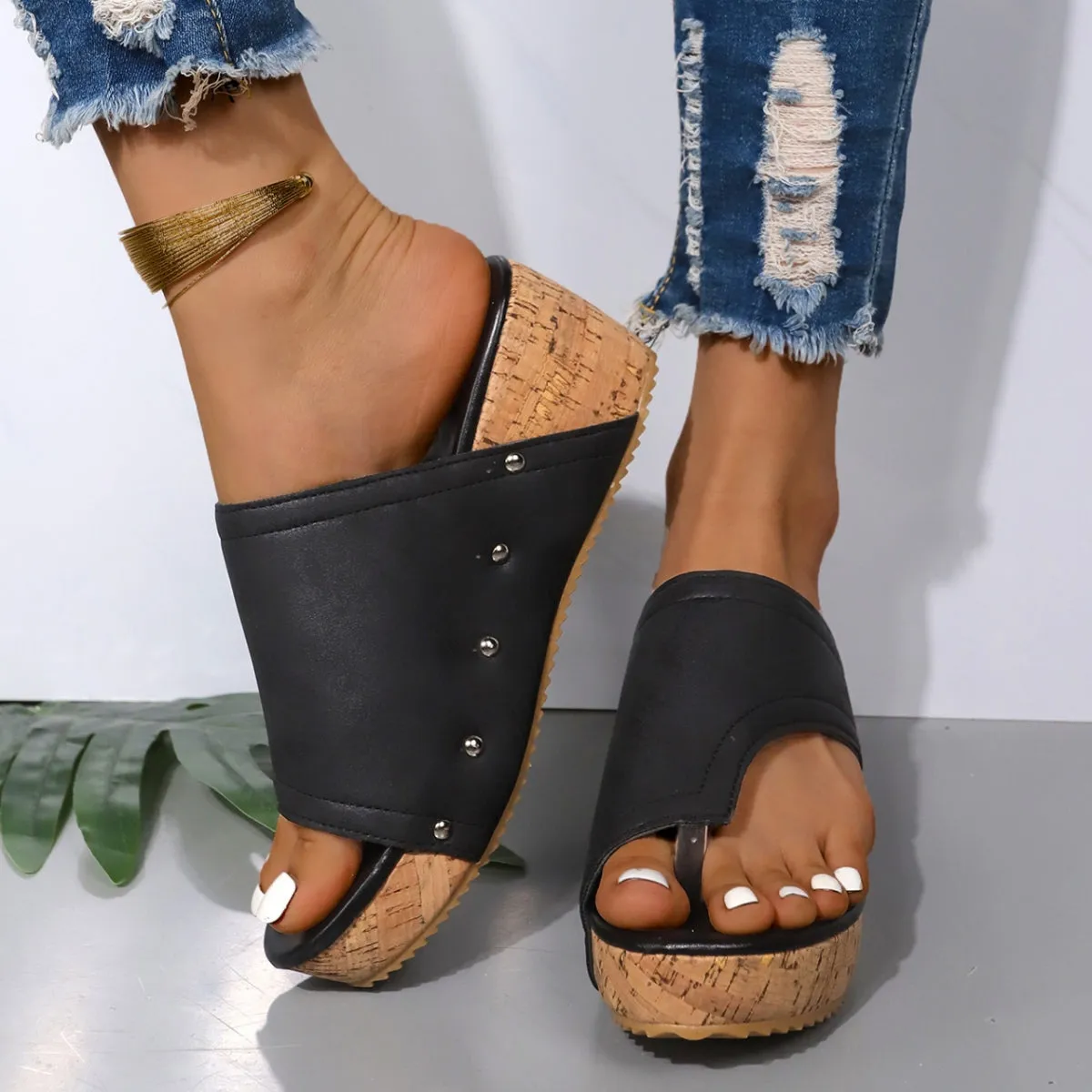 Comfortable Slip On Wedge Sandals