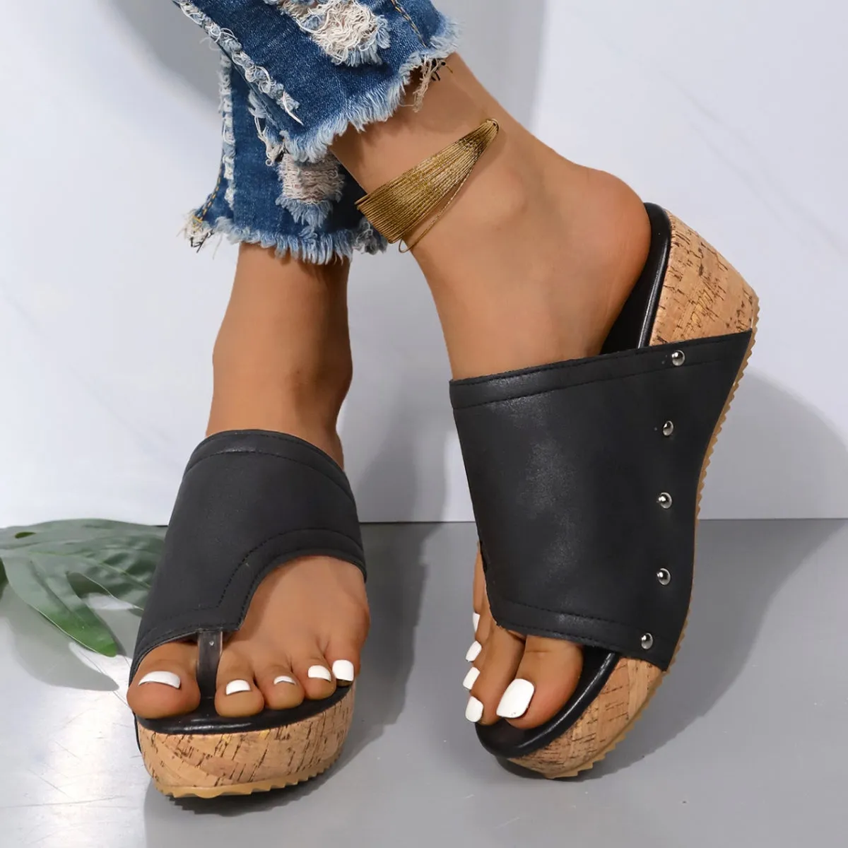 Comfortable Slip On Wedge Sandals