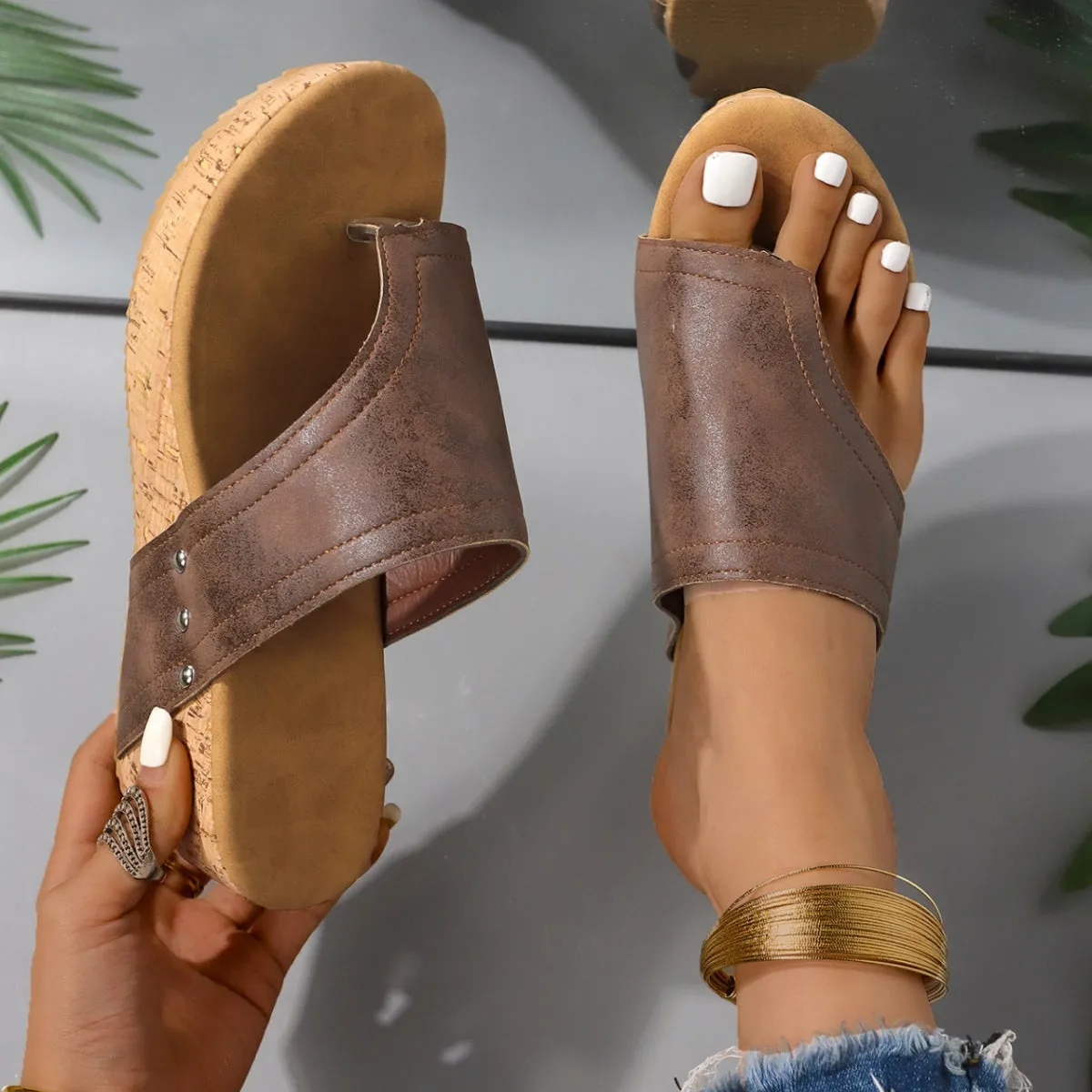 Comfortable Slip On Wedge Sandals