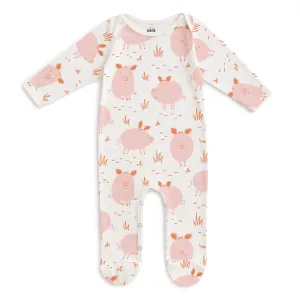 Footed Romper - Pigs Pink