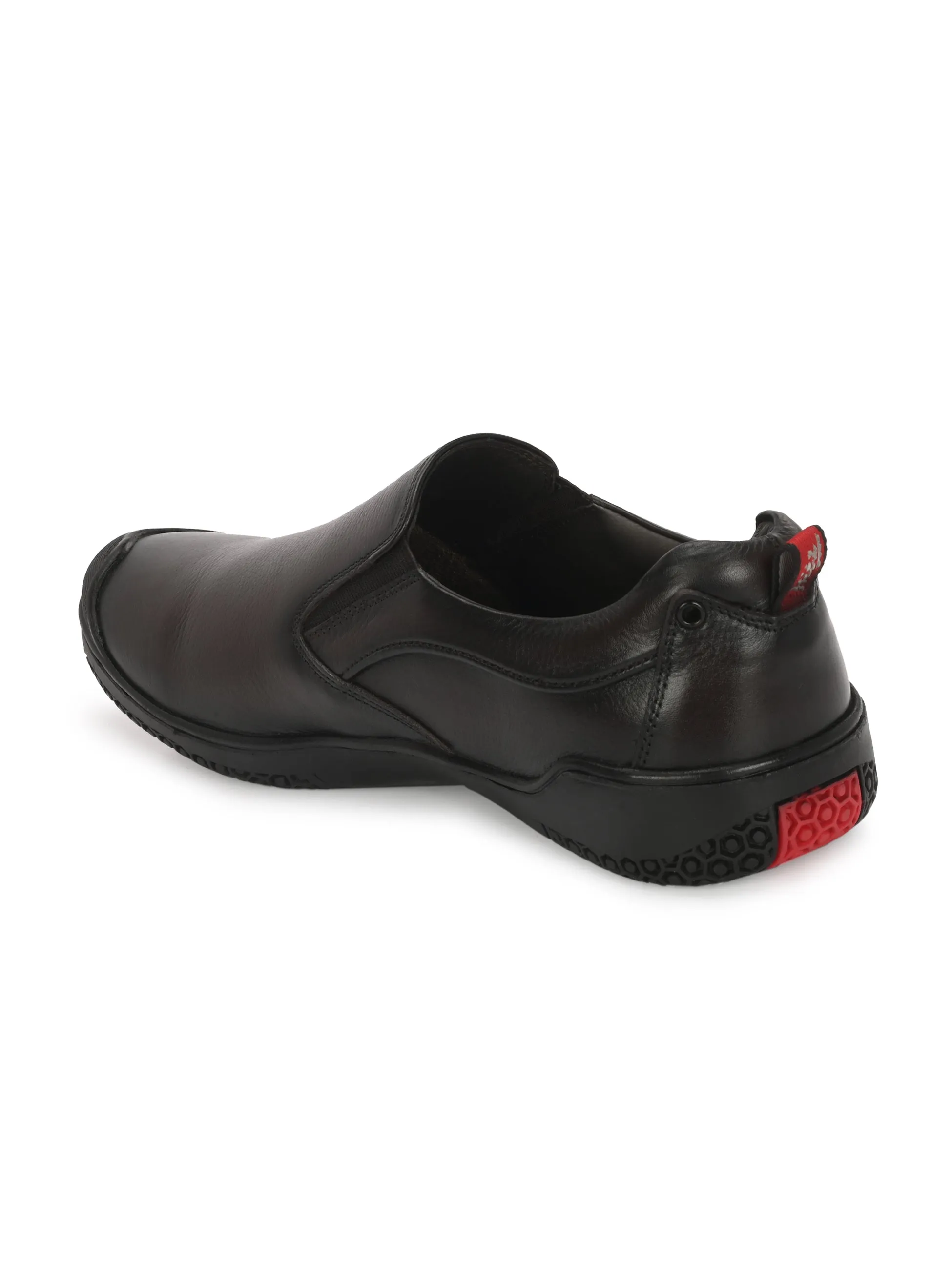 Hitz Men's Brown Leather Slip-On Formal Shoes