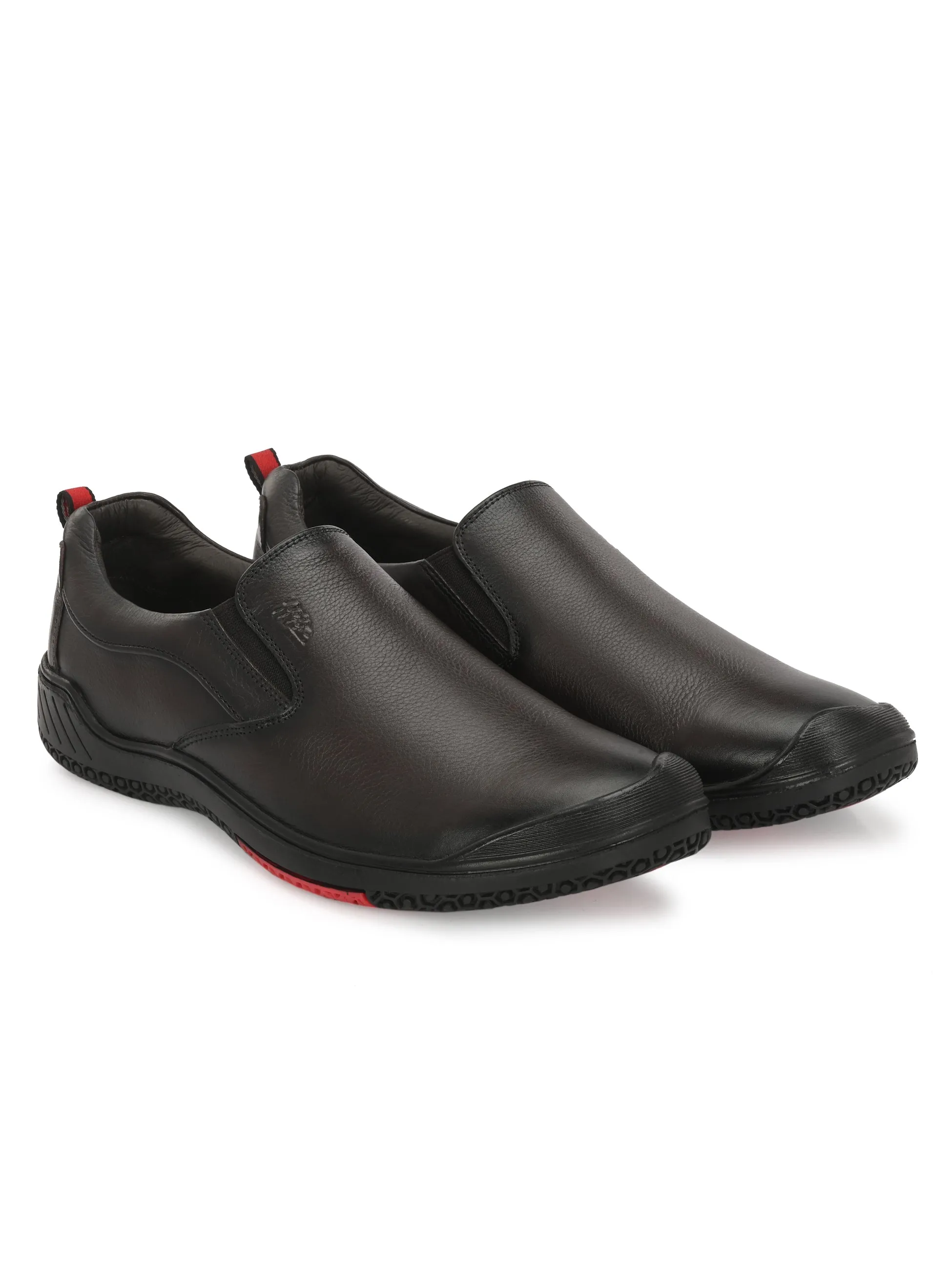 Hitz Men's Brown Leather Slip-On Formal Shoes