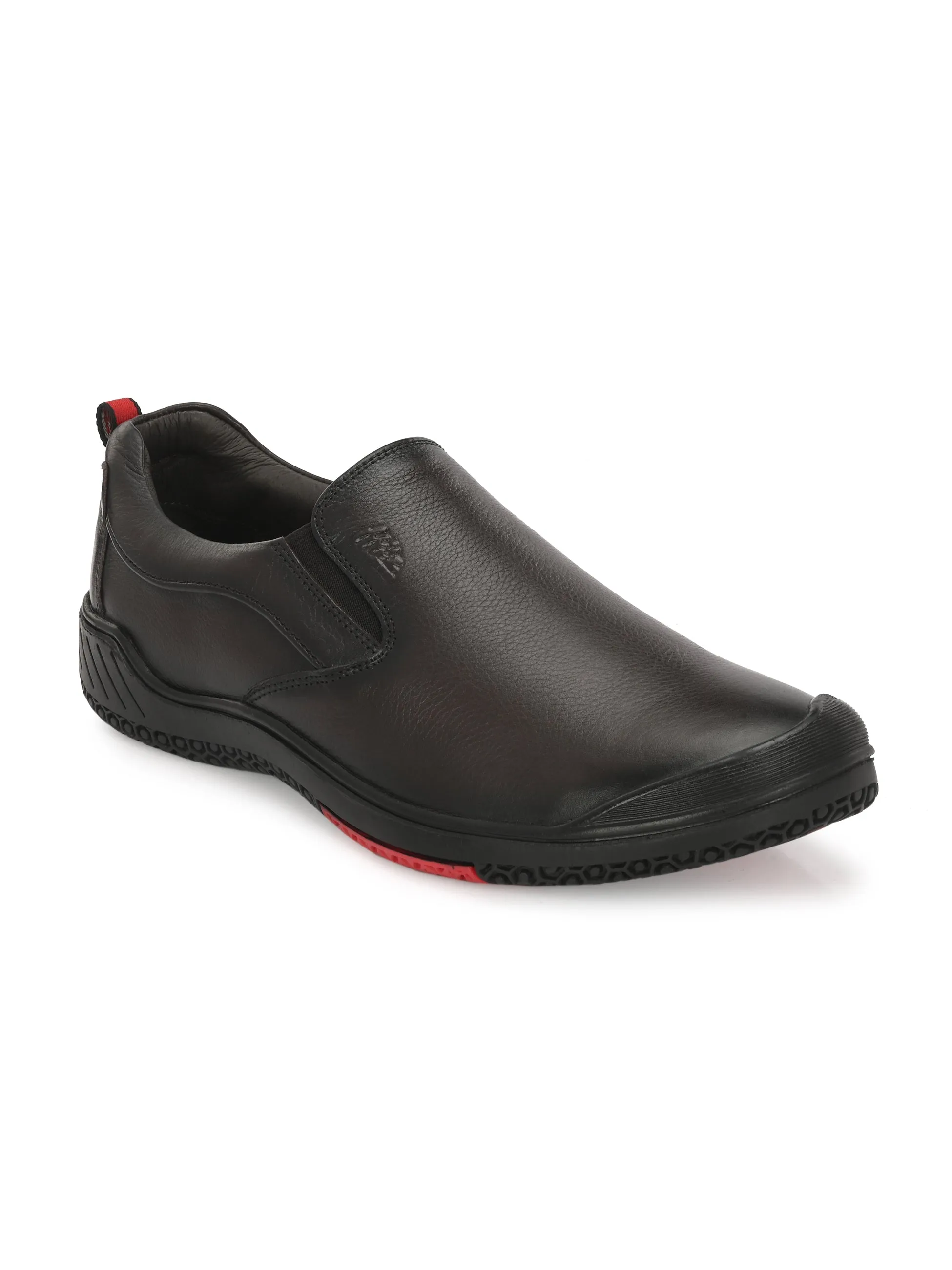 Hitz Men's Brown Leather Slip-On Formal Shoes