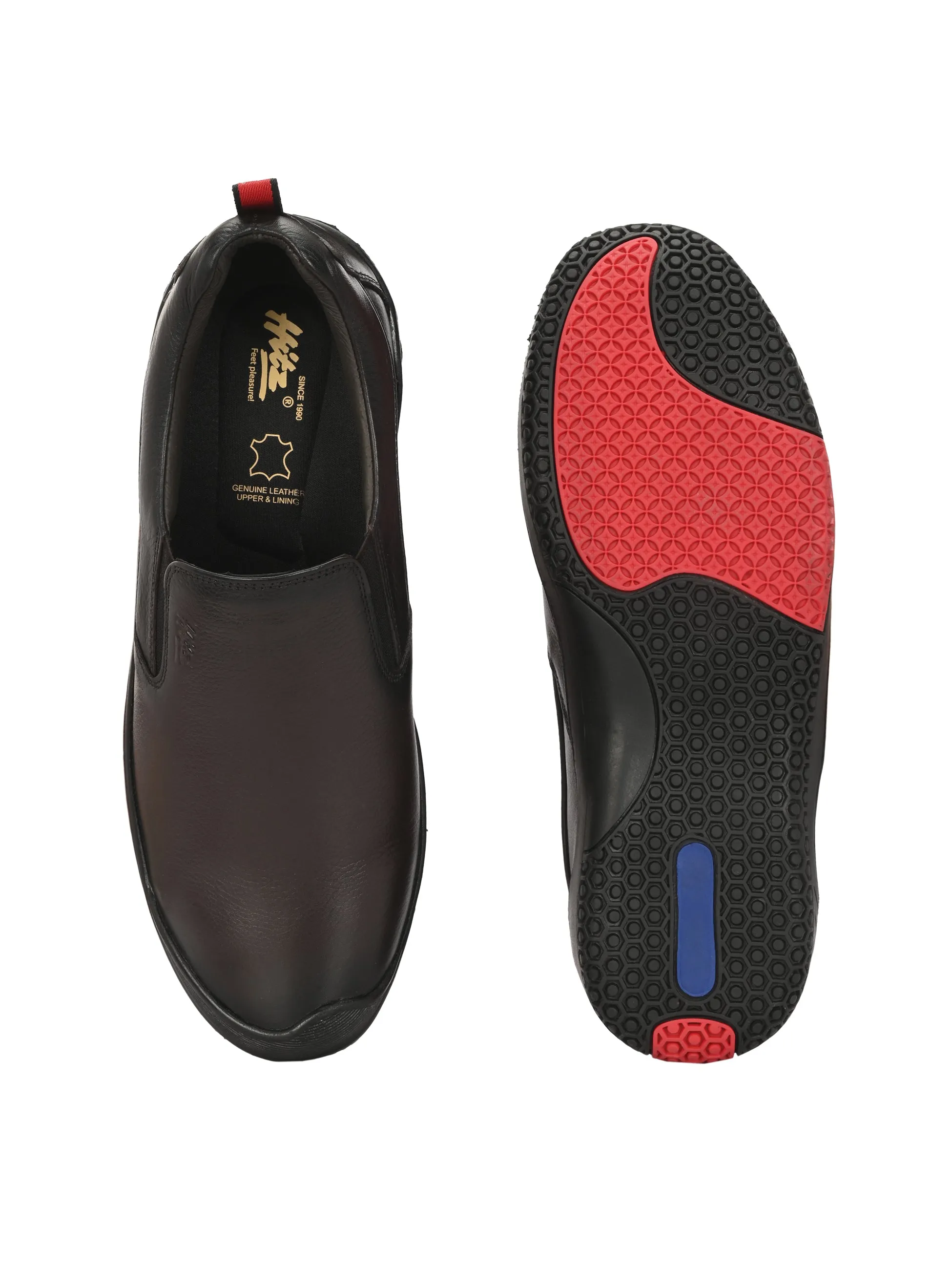 Hitz Men's Brown Leather Slip-On Formal Shoes
