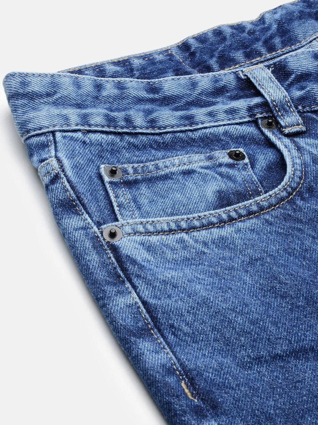 Men Blue Vintage Wash Loose Fit Jeans