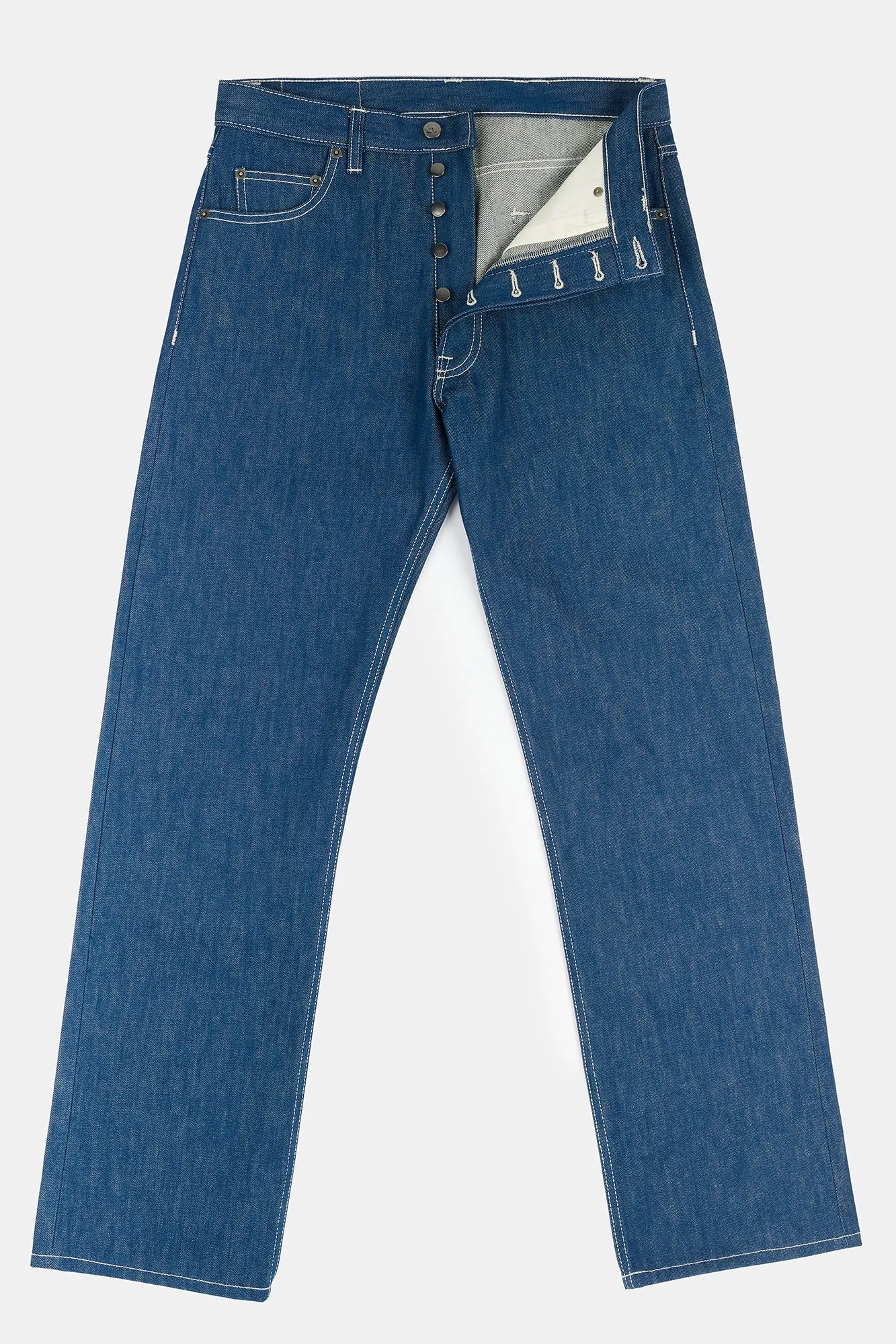 Men's Arran Loose Fit Button Fly Denim Jean - Blue