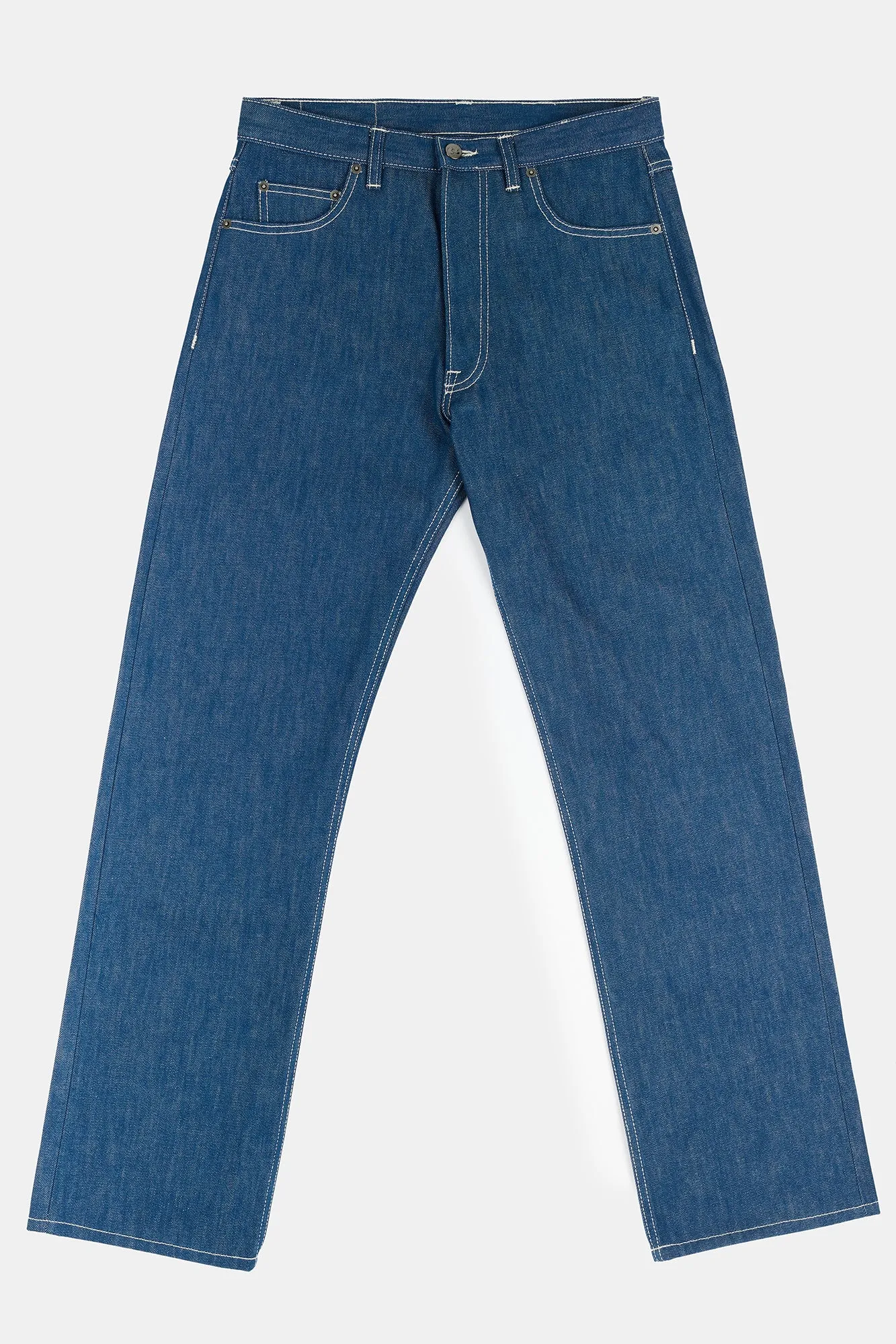 Men's Arran Loose Fit Button Fly Denim Jean - Blue