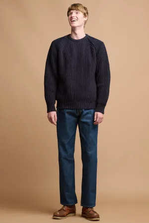 Men's Arran Loose Fit Button Fly Denim Jean - Blue