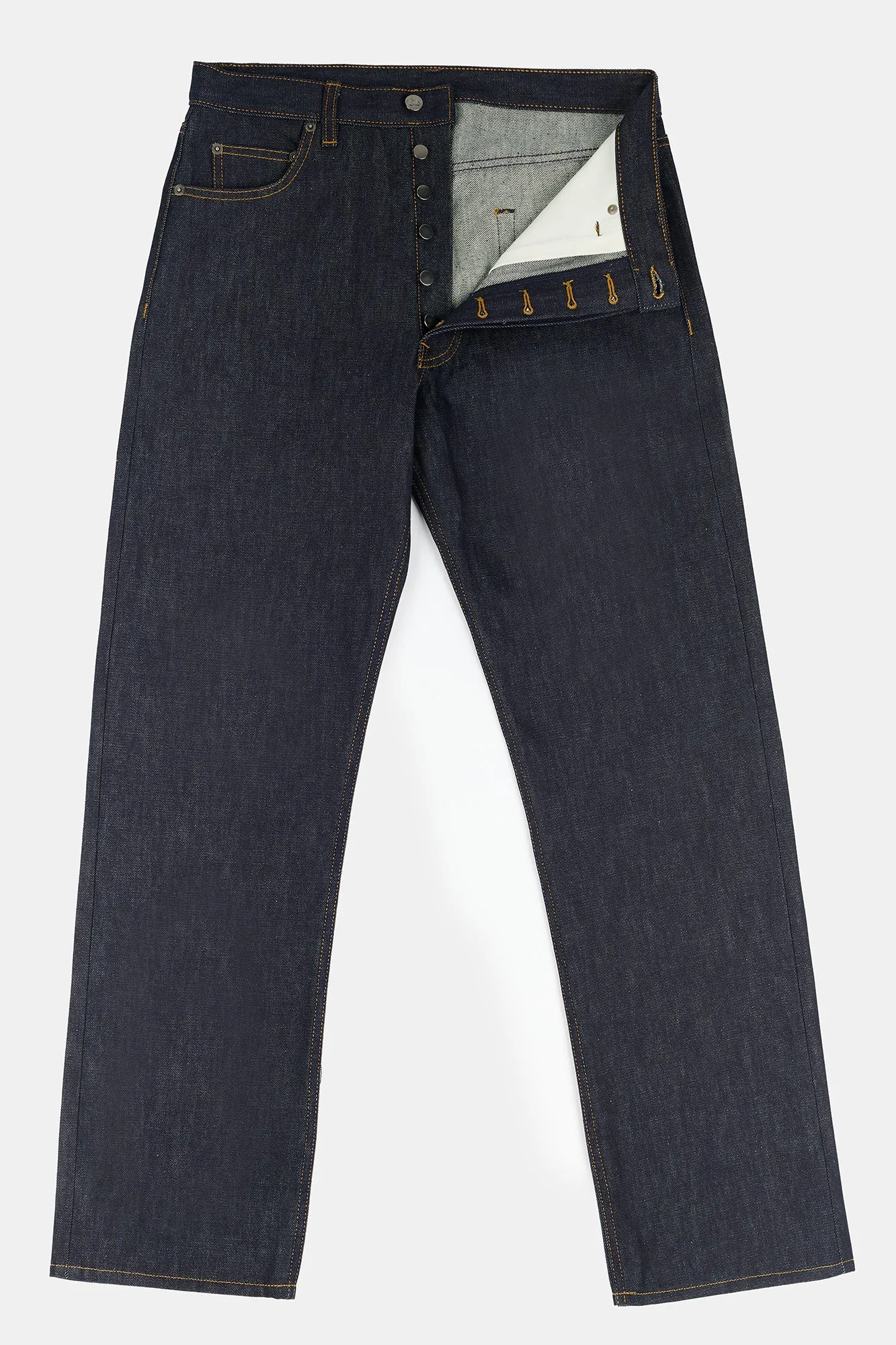 Men's Arran Loose Fit Button Fly Denim Jean - Indigo