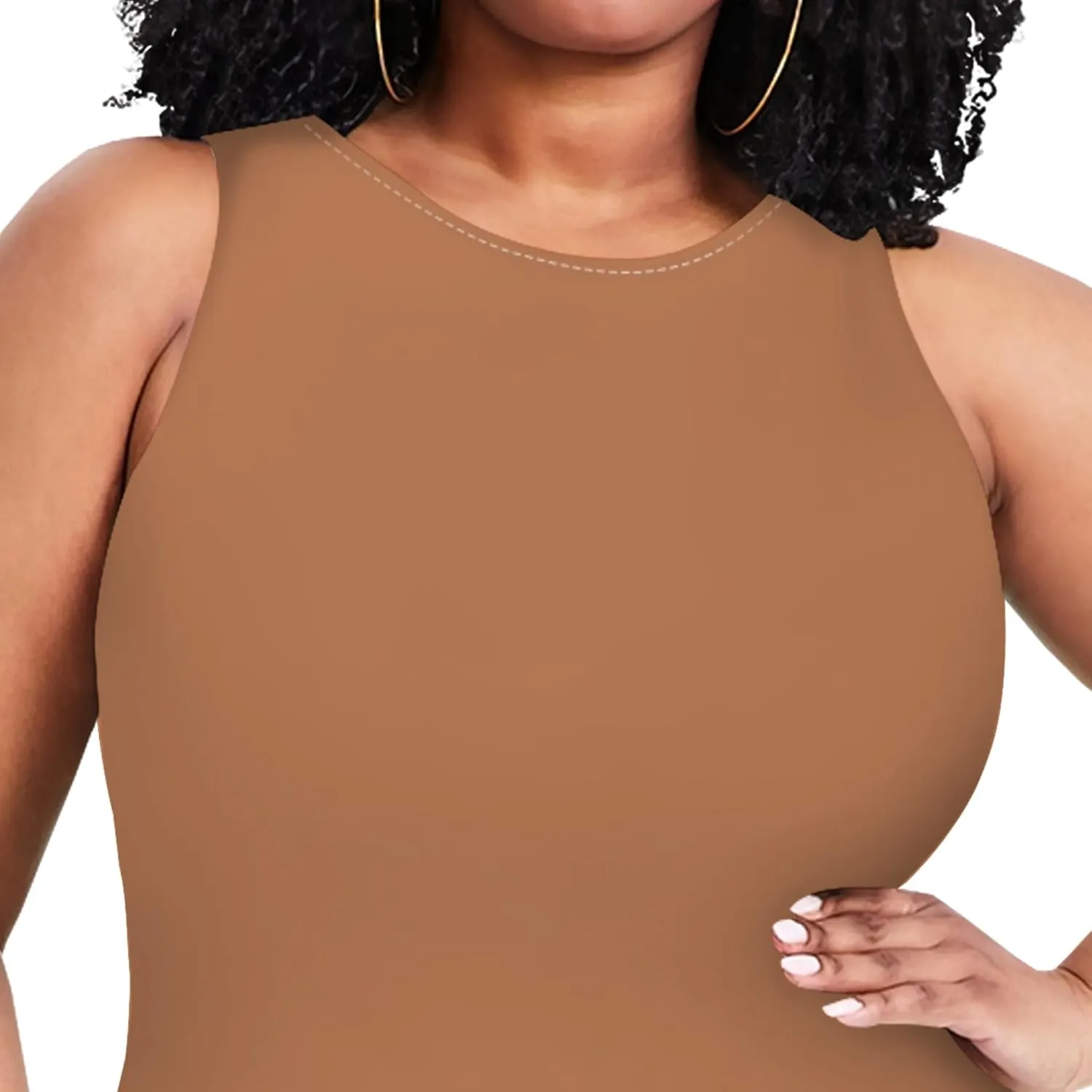 Plus Size Sexy Bodycon Midi Dress for Women Summer Business Casual Tank Sleeveless Sundress Solid Dress XL-6XL