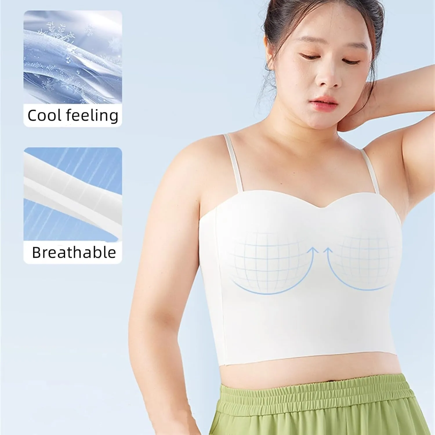 Seamless Plus Size Tank Tops for women Spaghetti Strap with Built in Bra Camisole Sports Bras Workout Crop Tops