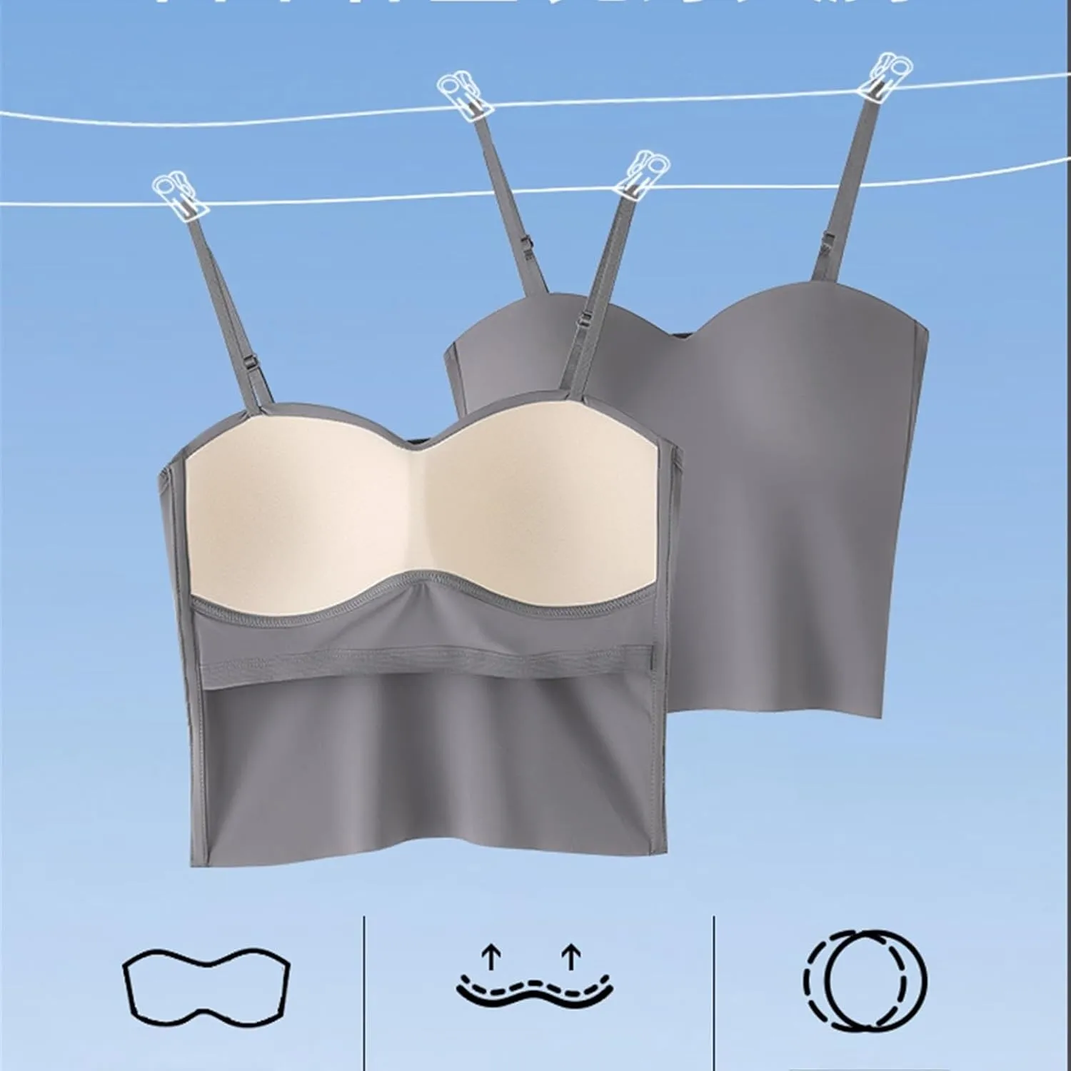 Seamless Plus Size Tank Tops for women Spaghetti Strap with Built in Bra Camisole Sports Bras Workout Crop Tops