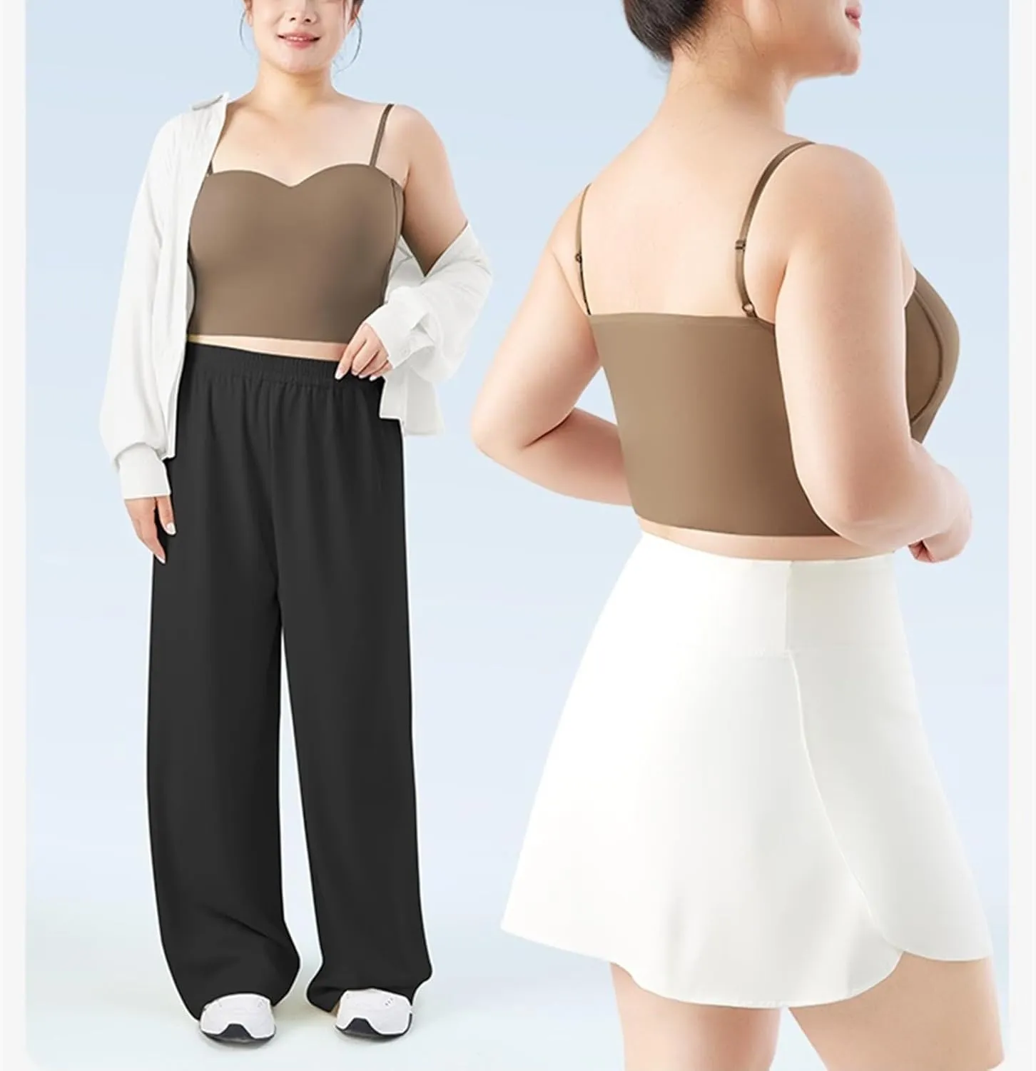 Seamless Plus Size Tank Tops for women Spaghetti Strap with Built in Bra Camisole Sports Bras Workout Crop Tops