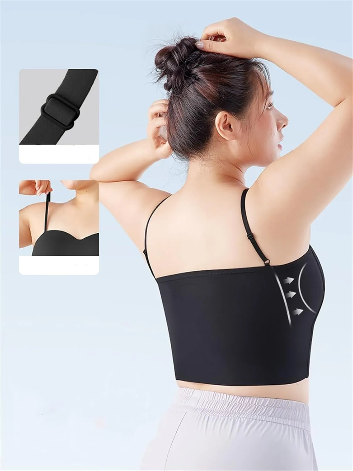 Seamless Plus Size Tank Tops for women Spaghetti Strap with Built in Bra Camisole Sports Bras Workout Crop Tops