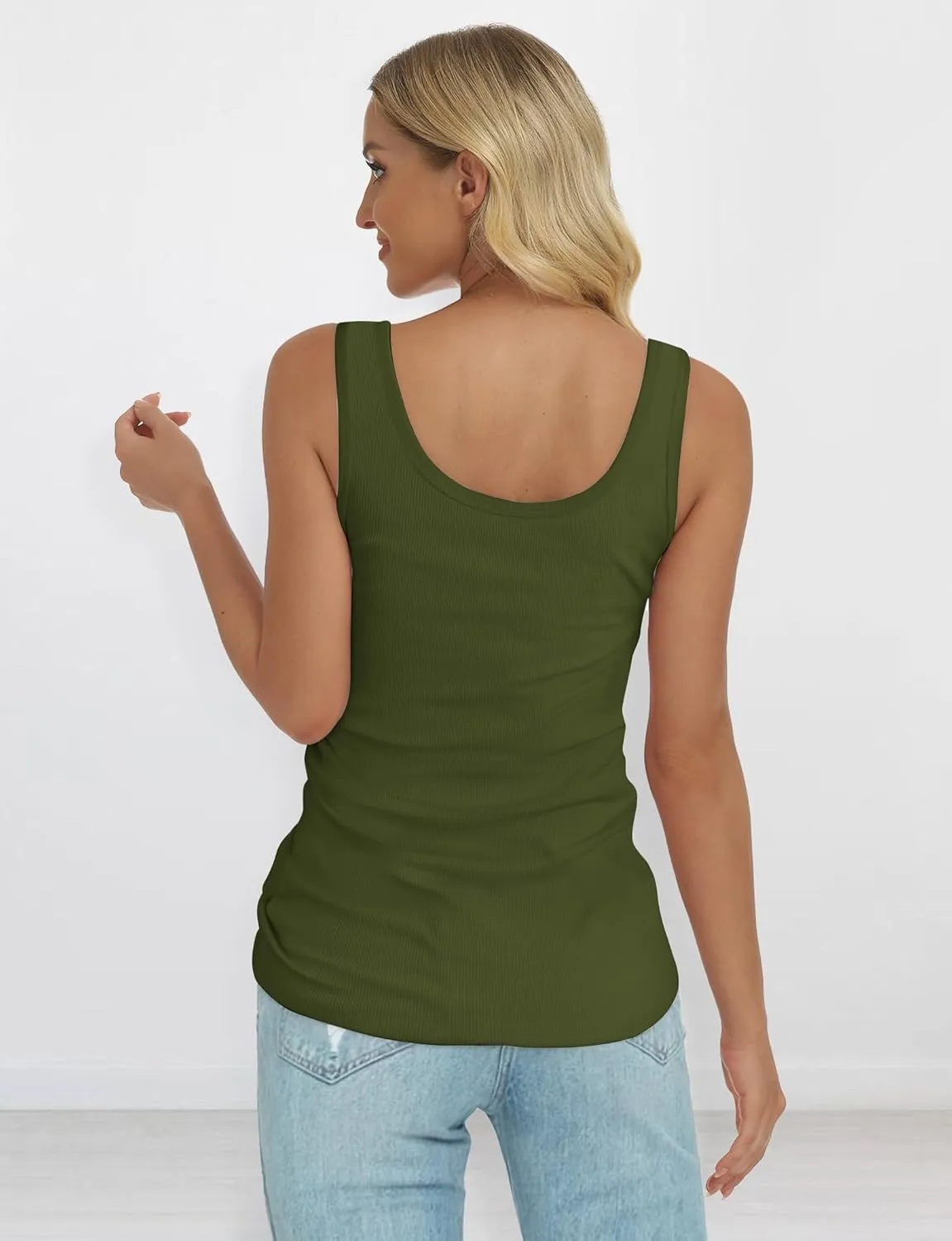Tank Tops for Women, U Neck Ribbed Tank Top, Women Slim Knit Going Out Tops Sleeveless Basic Summer Shirts