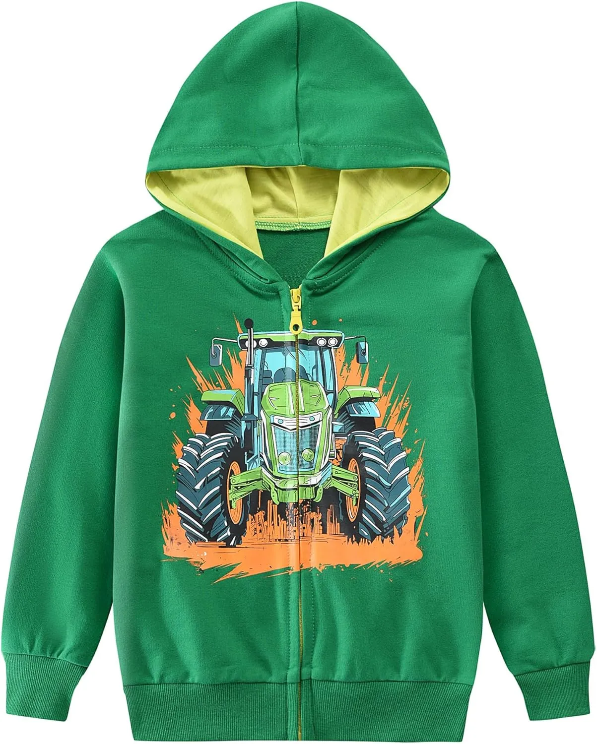 Toddler Boys Hoodies Excavator Sweatshirt Baby Boys Jacket Zipper Hoodie Top Kids Coat Winter Long Sleeve Hooded Shirts 1-7T