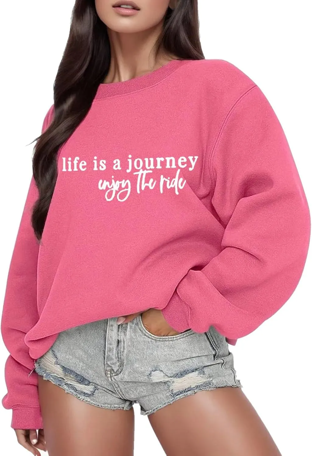 Women Long Sleeve Lightweight Sweatshirts Round Neck Plus Size Pullover Oversized Fashion Womens Hoodies