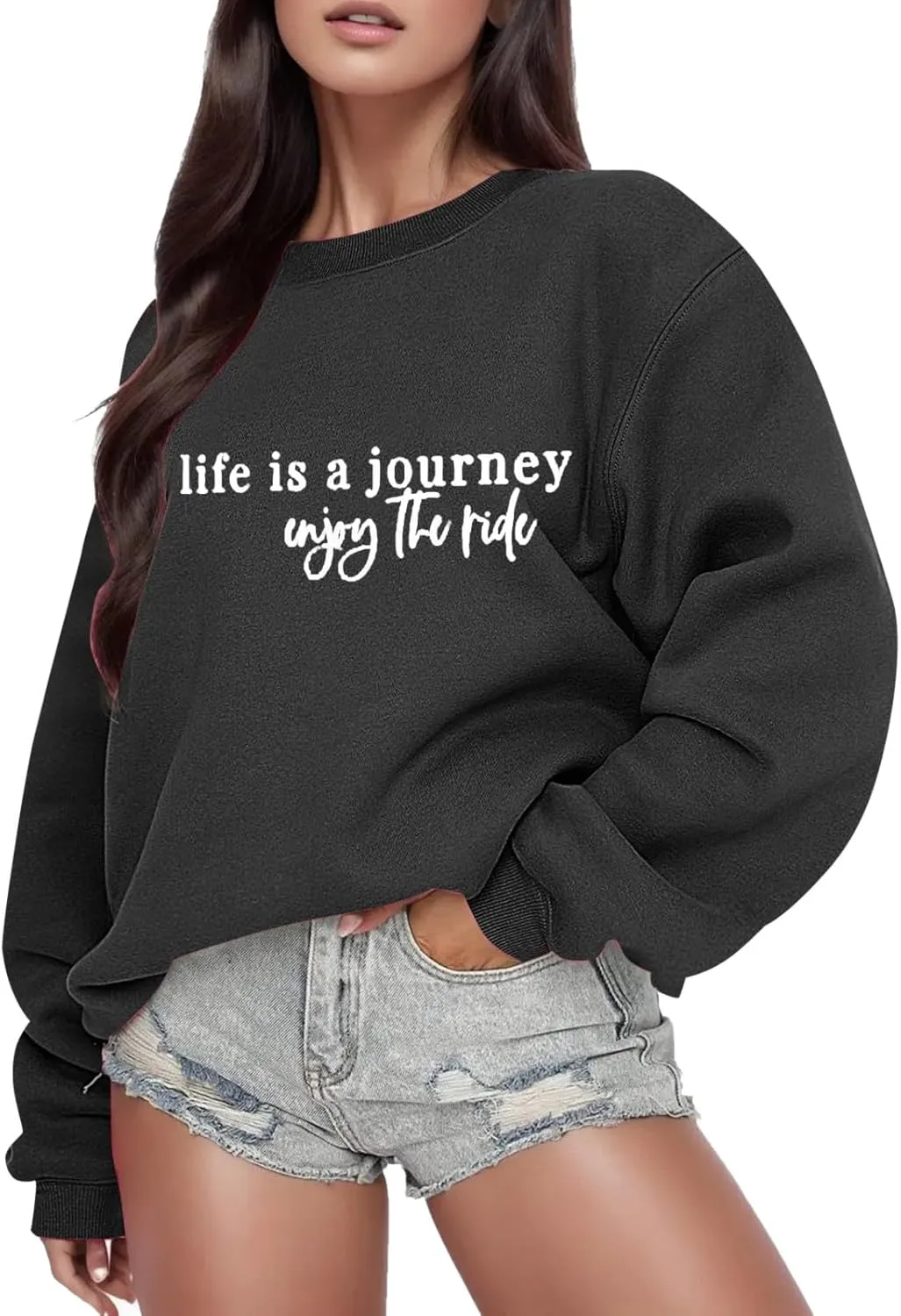 Women Long Sleeve Lightweight Sweatshirts Round Neck Plus Size Pullover Oversized Fashion Womens Hoodies