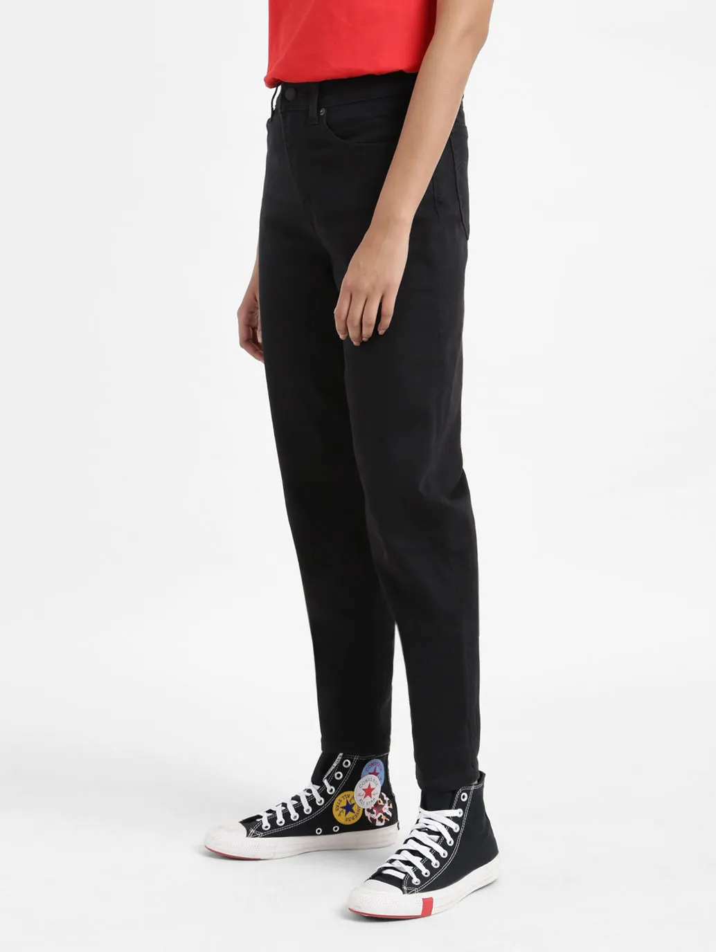 Women's Black Loose Fit High Rise Jeans