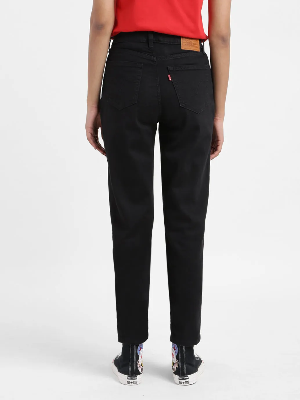 Women's Black Loose Fit High Rise Jeans