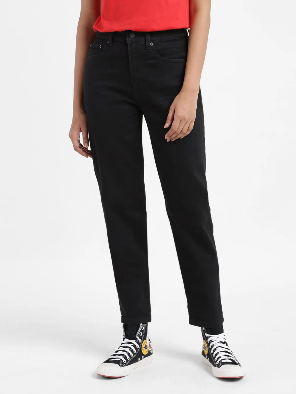 Women's Black Loose Fit High Rise Jeans