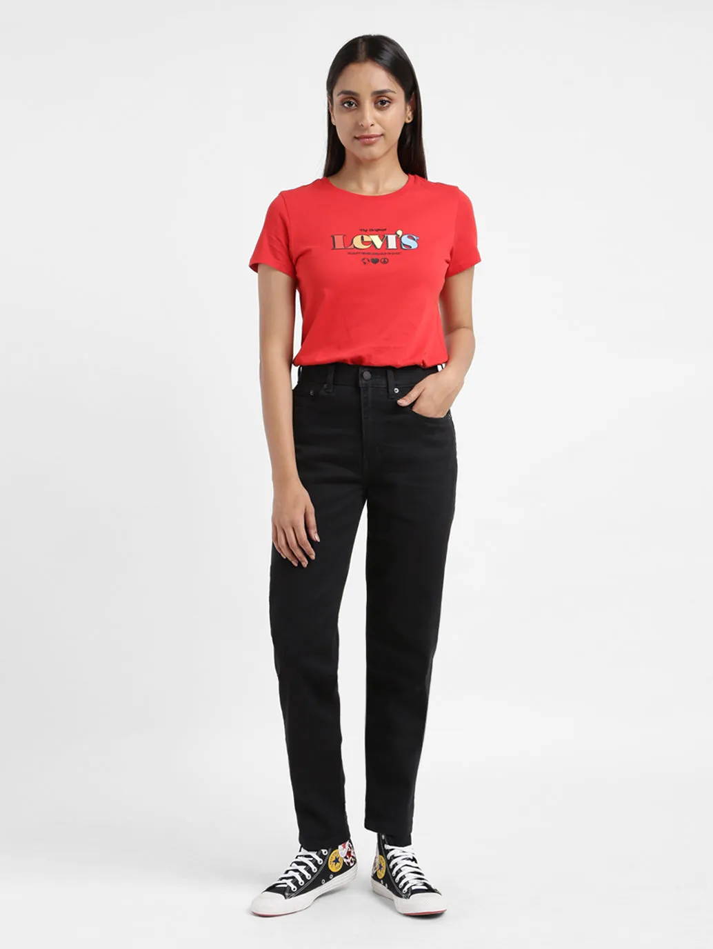Women's Black Loose Fit High Rise Jeans
