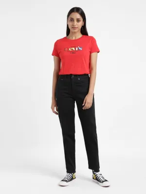 Women's Black Loose Fit High Rise Jeans
