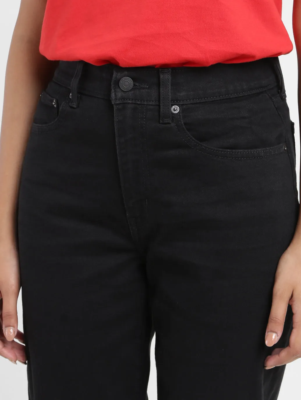 Women's Black Loose Fit High Rise Jeans