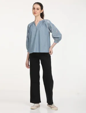 Women's Black Loose Fit Low Rise Jeans