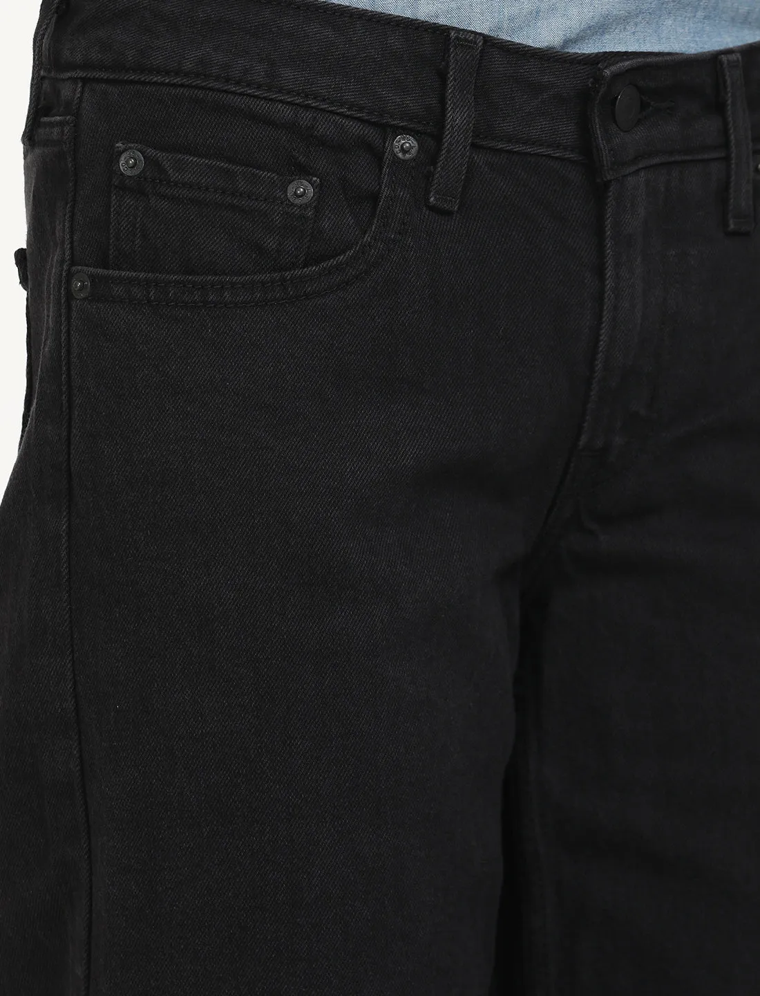 Women's Black Loose Fit Low Rise Jeans