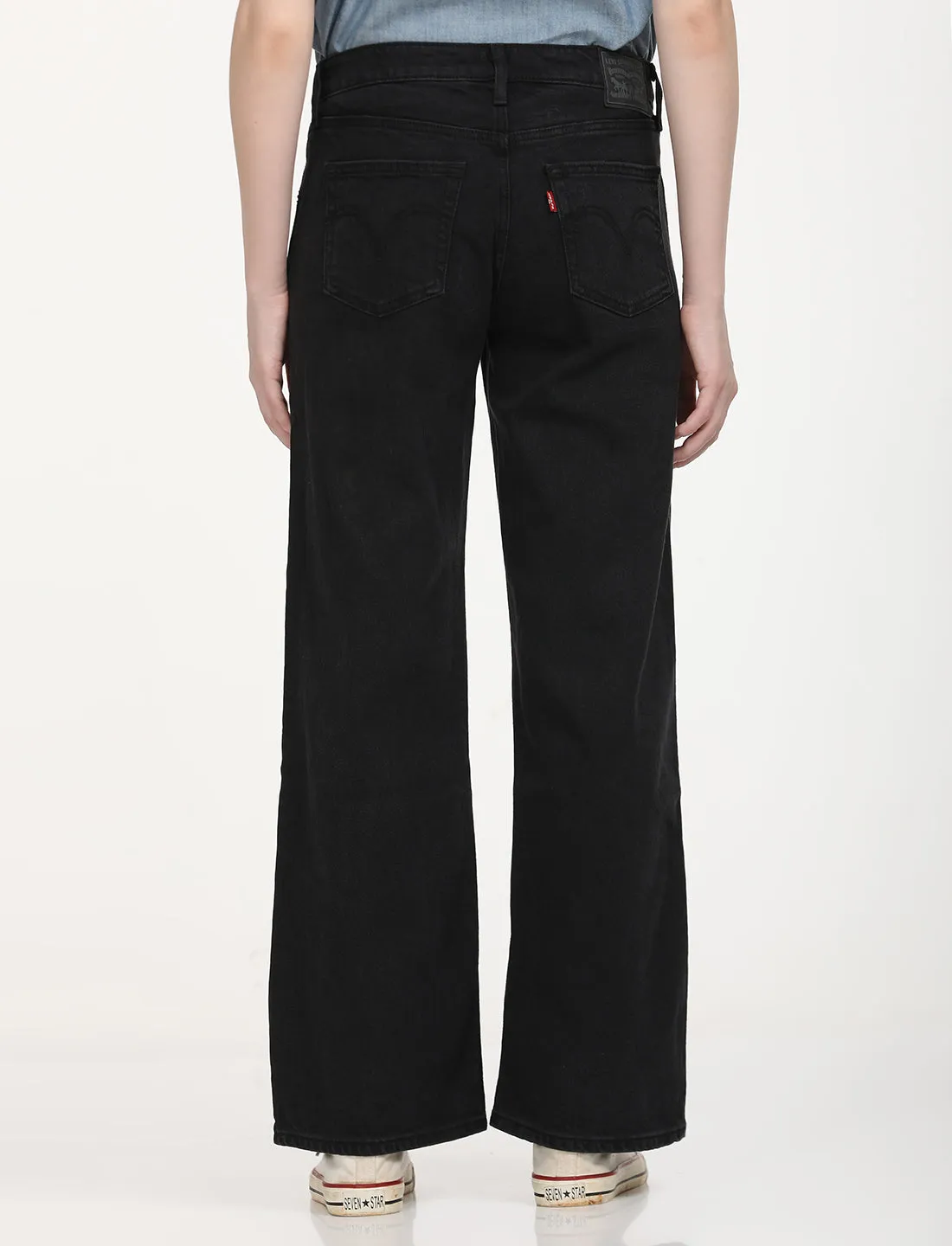 Women's Black Loose Fit Low Rise Jeans